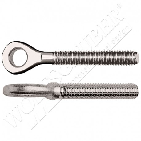 Oeillet fileté externe droit - M6 - Longueur 30mm