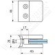 Pince à verre en zamac pour tube de diamètre 42,4 - Dimension 45x46 (épaisseur verre 33/2)