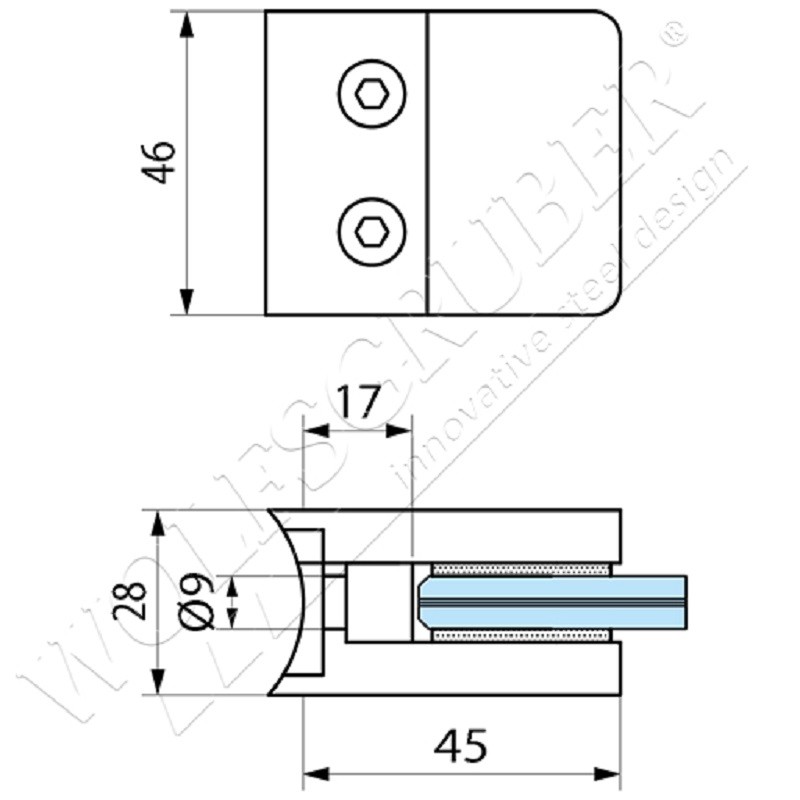 Pince à verre modèle 25 pour tube Ø 42,4 mm