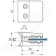 Pince à verre en zamac pour tube de diamètre 42,4 - Dimension 55x55 (épaisseur verre44/2)