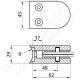 Pince à verre en inox pour tube de diamètre 42,4 - Dimension 62x45 (épaisseur verre 44/2)