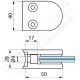 Pince à verre en zamac pour tube de diamètre 42,4 - Dimension 50x40 (épaisseur verre 33/2)