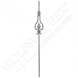 Barreau carré de 12mm, Longueur 1000mm avec ornement