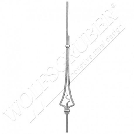 Barreau carré de 12mm en fer forgé avec ornement