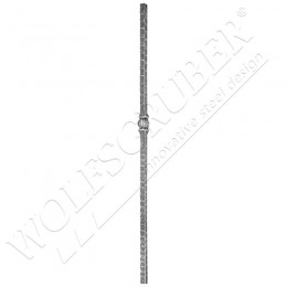 Départ de rampe carré 25mm, Longueur 1200mm - 1 noeud à 450