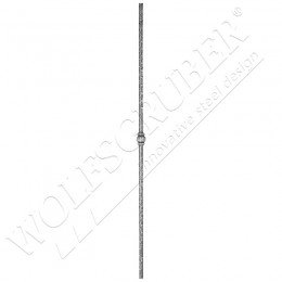 Barreau martelé carré 14mm, Longueur 1000mm - 1 noeud