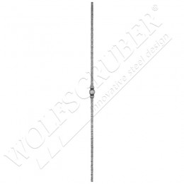 Barreau martelé carré 14mm, Longueur 1000mm - 1 noeud carré