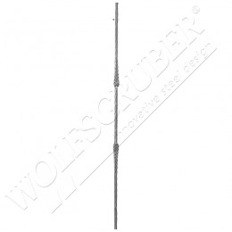 Barreau martelé carré 12mm, Longueur 1000mm - 2 motifs applati