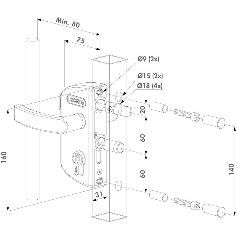 Serrure standard pour portillon de jardin - Rolling Center ...