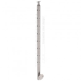 Montant en inox pour lisse traversante avec 5 trous - Fixation latérale