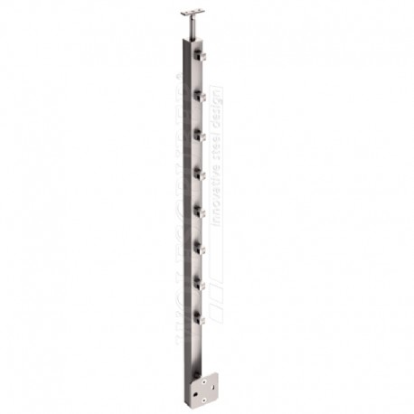 Montant en inox carré pour lisse traversante - Fixation latérale