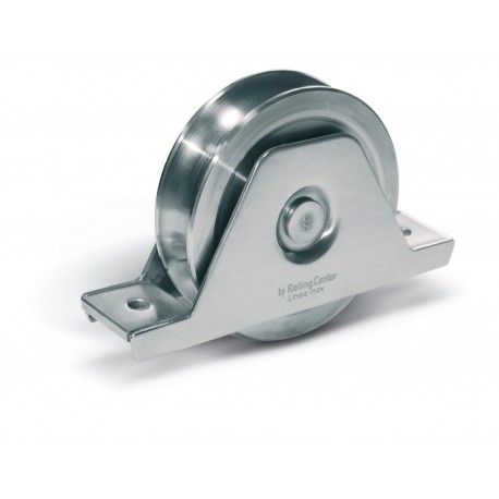 Roue 2 roulements avec support plié interne - Ø120 - Gorge O - En inox