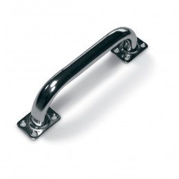 Poignée droite avec plaque - Inox