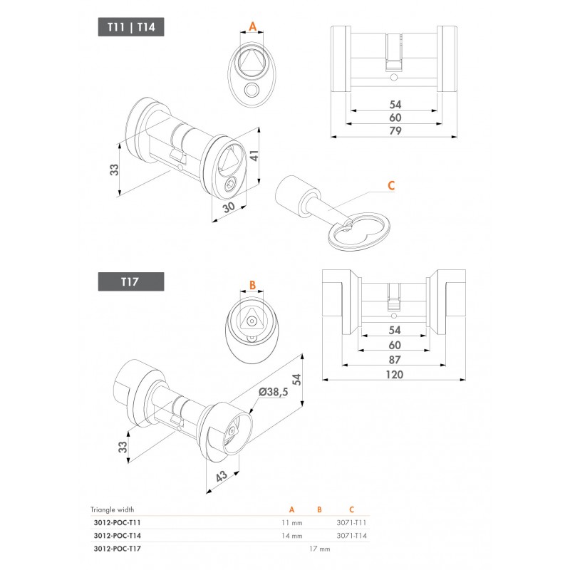 Clé triangle pompier 11mm - 001FR0955 - Clé Triangle Pompier 11Mm