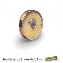 Roue 2 roulements pour axe graisseur Ø140 - Gorge carrée